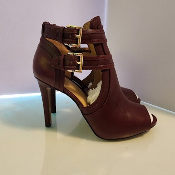 Michael Kors Burgundy Leather Ankle Booties - Picture 6 of 8